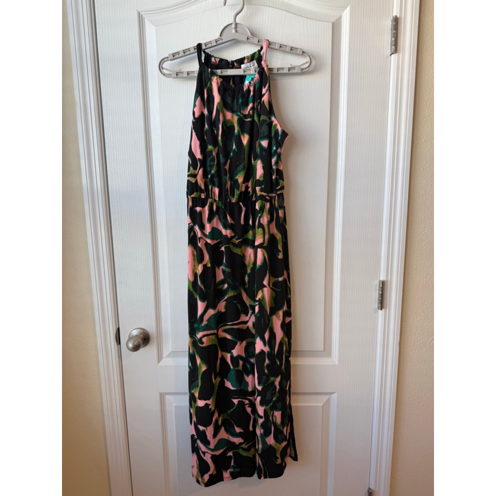 Women's Gilli Black Pink Green Sleeveless Halter Maxi Dress LP